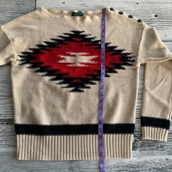 Lauren Jeans Co Ralph Lauren Southwestern Aztec Pullover Boho Sweater - Picture 10 of 13